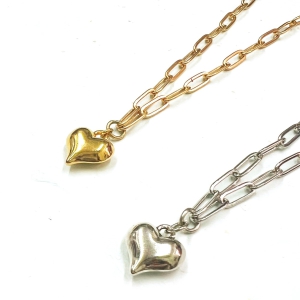 Link necklace heart pendant